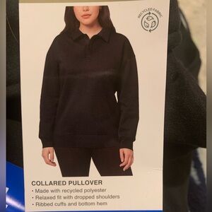 New Mondetta Ladies' Collared Fleece Pullover Top, Black, Large